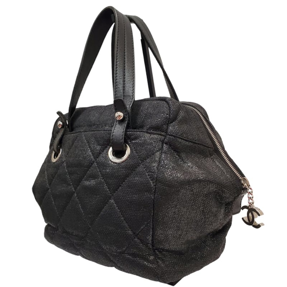 Chanel Paris Biarritz Bowler Bag Coated Canvas Entrupy Authenticated - Picture 3 of 12